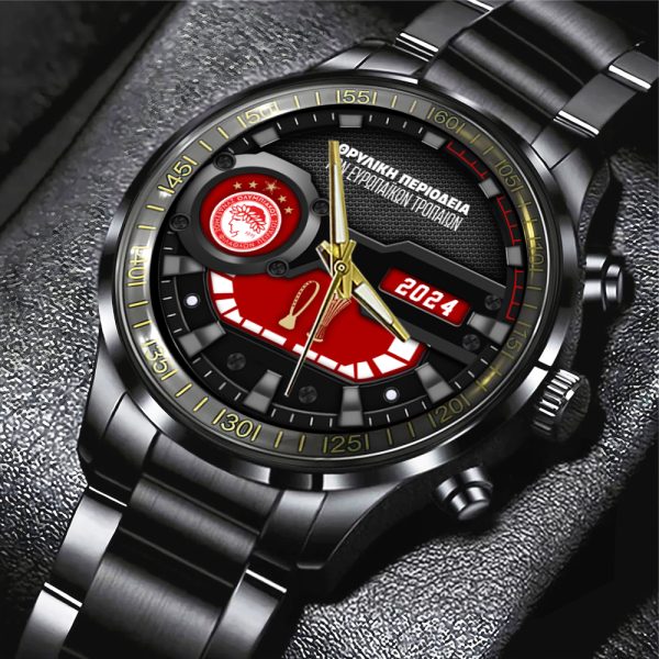 Olympiakos F.C. Black Stainless Steel Watch - HUANNM 5334
