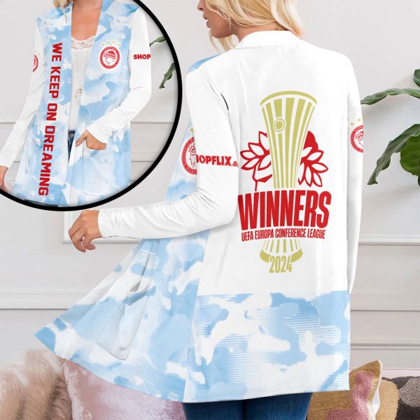 Olympiakos F.C. Women's Patch Pocket Cardigan - HUANNM 5252.1