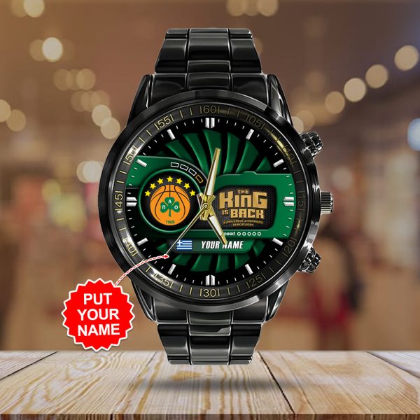 Personalized Panathinaikos B.C. Black Stainless Steel Watch - TANTN 6809