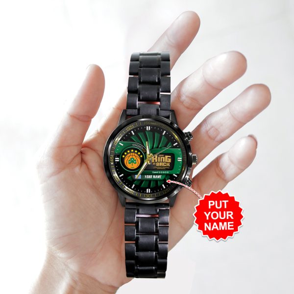 Personalized Panathinaikos B.C. Black Stainless Steel Watch - TANTN 6809