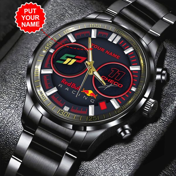 Personalized Red Bull Racing F1 x Sergio Pérez Black Stainless Steel Watch - HOATT 5123