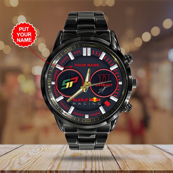 Personalized Red Bull Racing F1 x Sergio Pérez Black Stainless Steel Watch - HOATT 5123