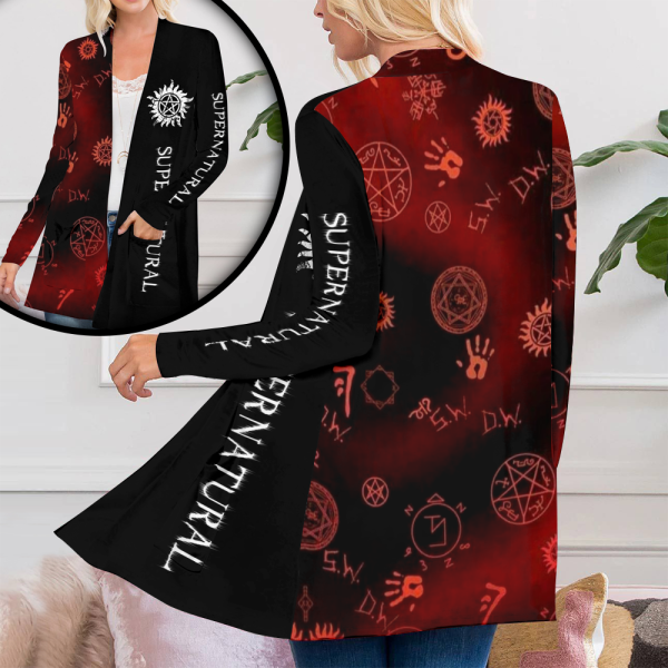Supernatural Women’s Patch Pocket Cardigan – ANHNV 4749
