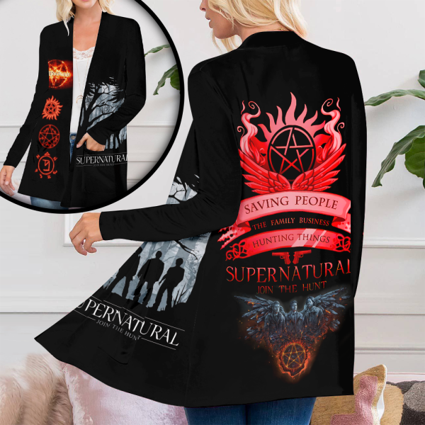 Supernatural Women's Patch Pocket Cardigan - ANHNV 4757