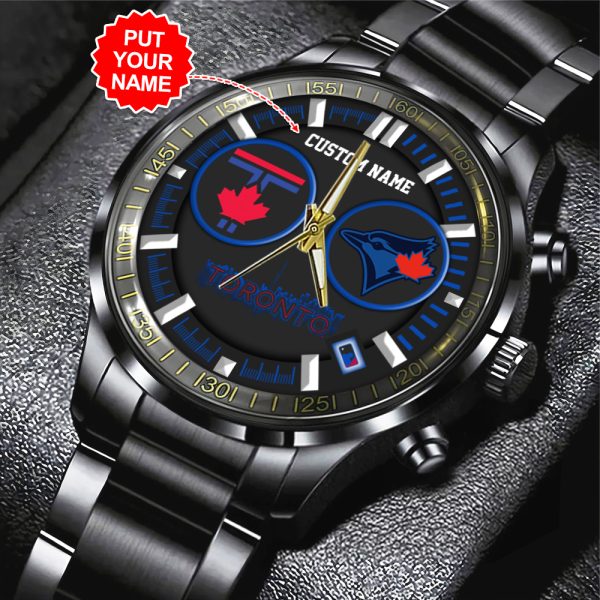 Personalized Toronto Blue Jays Black Stainless Steel Watch - TANTN 6920