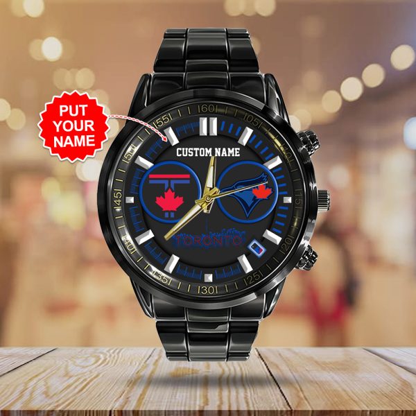 Personalized Toronto Blue Jays Black Stainless Steel Watch - TANTN 6920