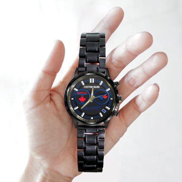 Personalized Toronto Blue Jays Black Stainless Steel Watch - TANTN 6920