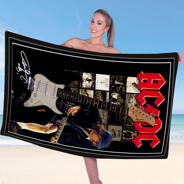 Rock Music x Angus Young Rectangle Beach Towel - MAITM 7394