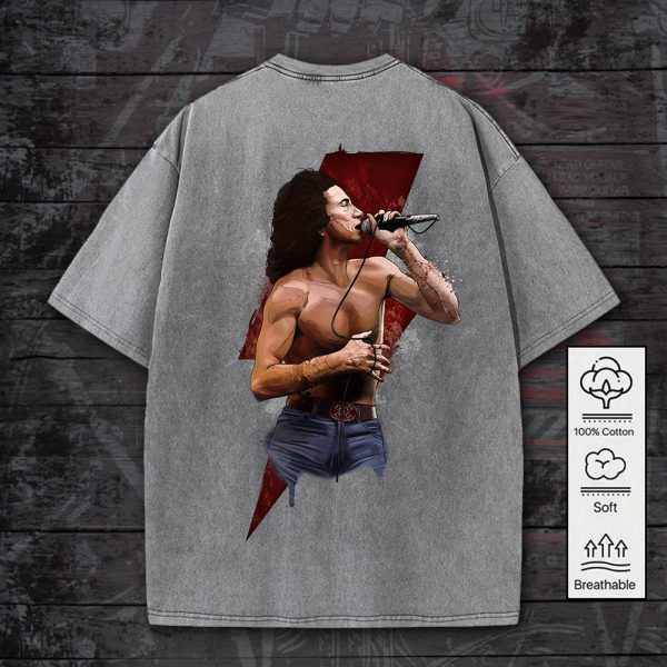 Rock Music 2D Acid Washed Cotton Shirt - GNE 766