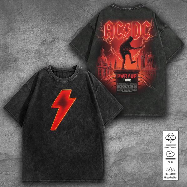 Rock Music 2D Acid Washed Cotton Shirt - TANTN 7551