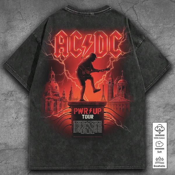Rock Music 2D Acid Washed Cotton Shirt - TANTN 7551