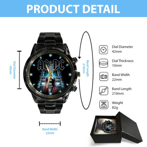 Rock Music Black Stainless Steel Watch - GNE 738