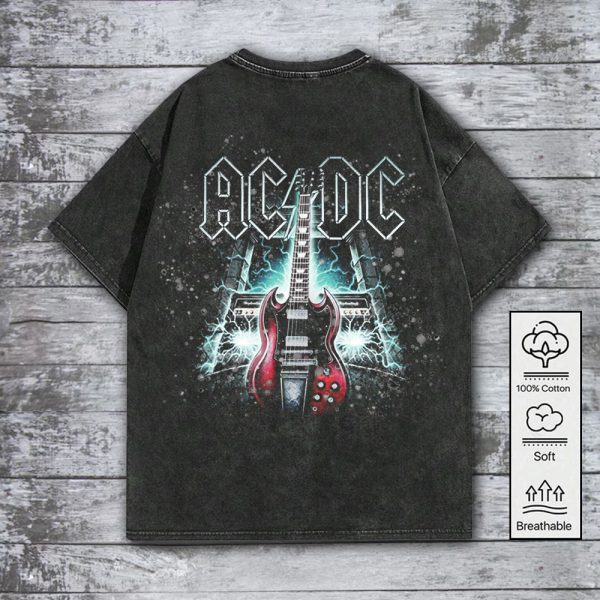 Rock Music 2D Acid Washed Cotton Shirt - GNE 748
