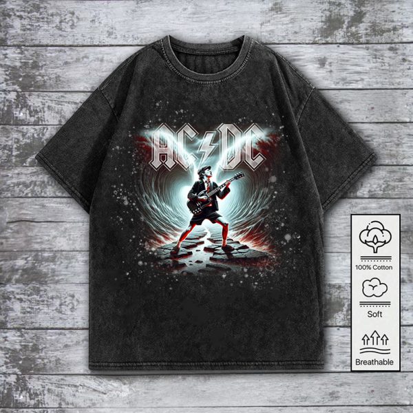 Rock Music 2D Acid Washed Cotton Shirt - GNE 748