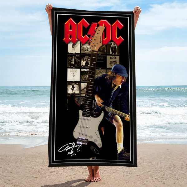 Rock Music x Angus Young Rectangle Beach Towel - MAITM 7394