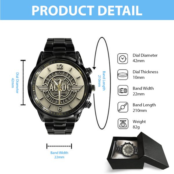 Rock Music Black Stainless Steel Watch - MAITM 7448