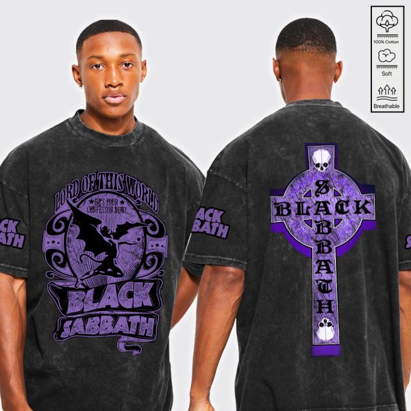 Black Sabbath 2D Acid Washed Cotton Shirt - GNE 771