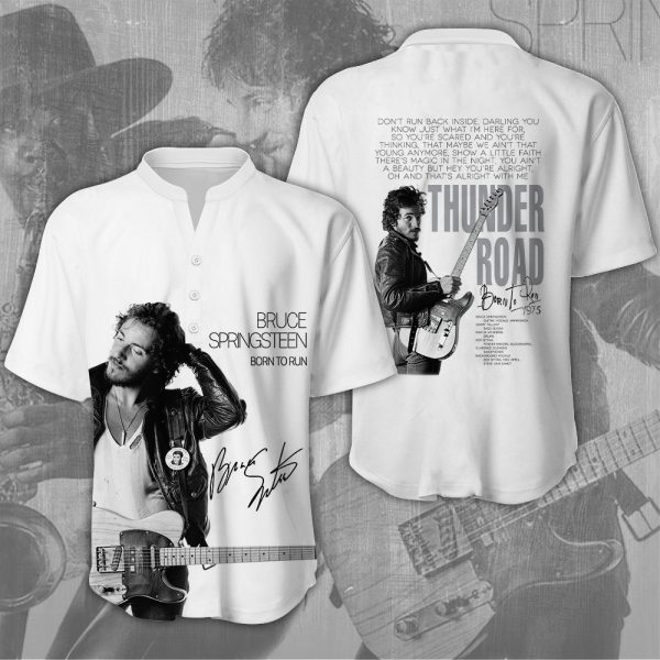 Bruce Springsteen V-Neck Stand Collar Henley Shirt - HOATT 5237