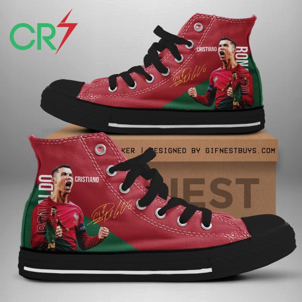 Cristiano Ronaldo x Portugal National Football Team High Top Canvas Shoes - HOATT 5497