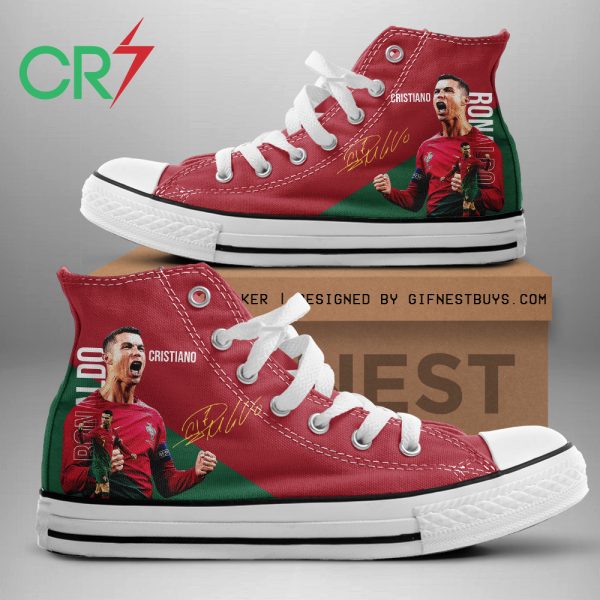 Cristiano Ronaldo x Portugal National Football Team High Top Canvas Shoes - HOATT 5497