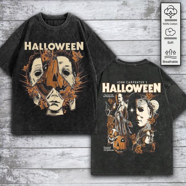 Halloween x Michael Myers 2D Acid Washed Cotton Shirt - GNE 845