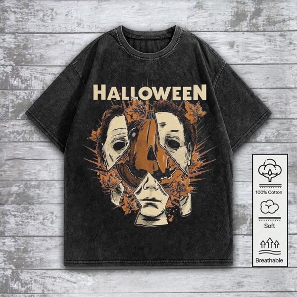 Halloween x Michael Myers 2D Acid Washed Cotton Shirt - GNE 845