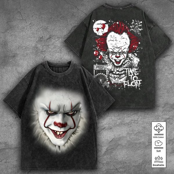 IT x Horror Movies 2D Acid Washed Cotton Shirt - GNE 851
