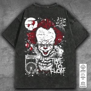 IT x Horror Movies 2D Acid Washed Cotton Shirt - GNE 851