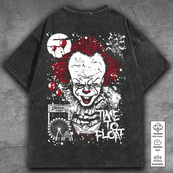 IT x Horror Movies 2D Acid Washed Cotton Shirt - GNE 851