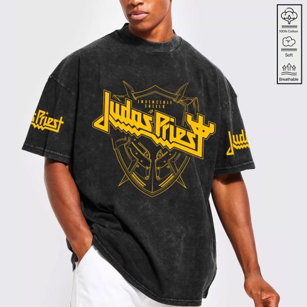 Judas Priest 2D Acid Washed Cotton Shirt - GNE 772