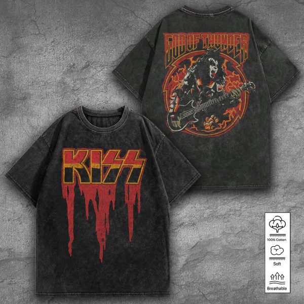 Kiss Band 2D Acid Washed Cotton Shirt - TANTN 7561