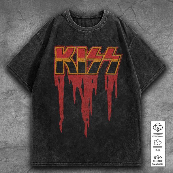 Kiss Band 2D Acid Washed Cotton Shirt - TANTN 7561