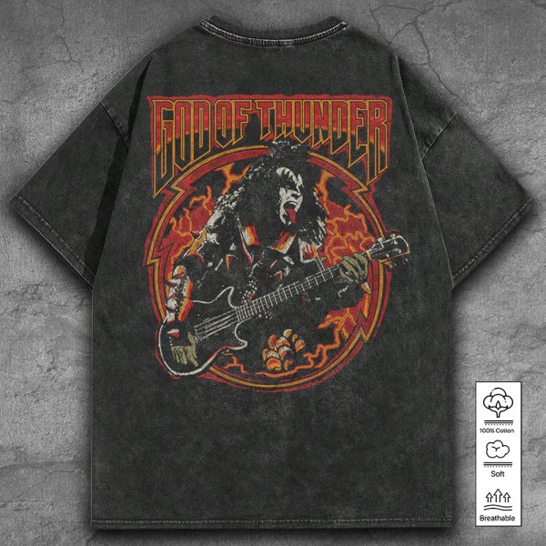 Kiss Band 2D Acid Washed Cotton Shirt - TANTN 7561