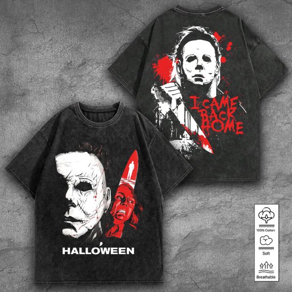 Halloween x Michael Myers 2D Acid Washed Cotton Shirt - GNE 847
