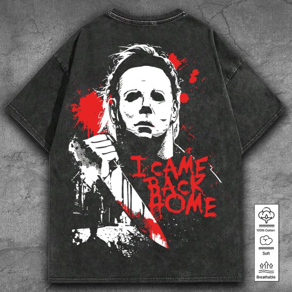 Halloween x Michael Myers 2D Acid Washed Cotton Shirt - GNE 847