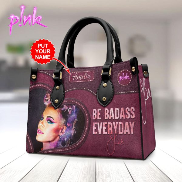 Personalized P!nk Leather HandBag - VANDH 3202