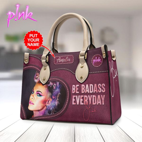 Personalized P!nk Leather HandBag - VANDH 3202