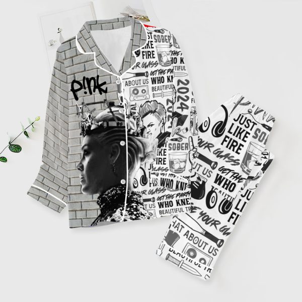 P!nk Button Down Pajamas Set – ANHNV 5058