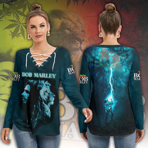 Bob Marley Women's Long Sleeve Neckline Tie Sweatshirt - HOATT 5868