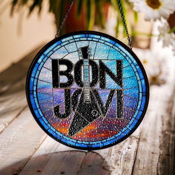 Bon Jovi Round Stained Glass Suncatcher - VANDH 3372