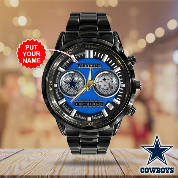 Personalized Dallas Cowboys Black Stainless Steel Watch - HOATT 5848