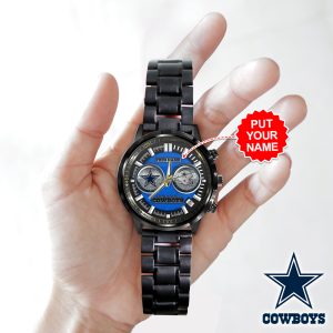 Personalized Dallas Cowboys Black Stainless Steel Watch - HOATT 5848