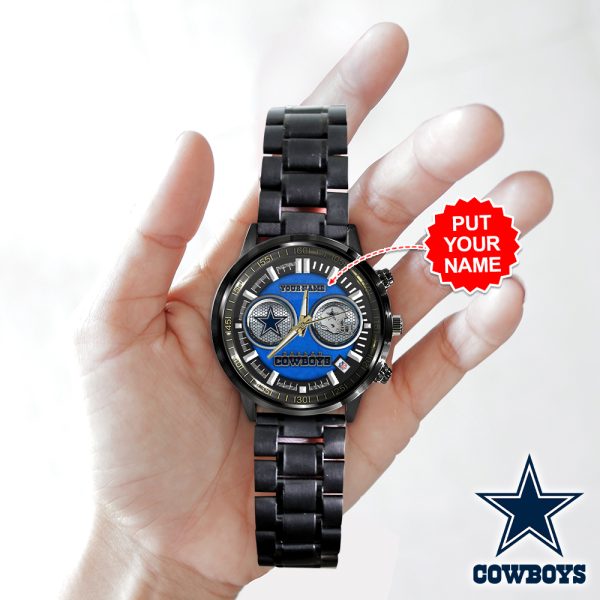 Personalized Dallas Cowboys Black Stainless Steel Watch - HOATT 5848
