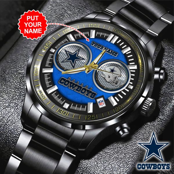 Personalized Dallas Cowboys Black Stainless Steel Watch - HOATT 5848