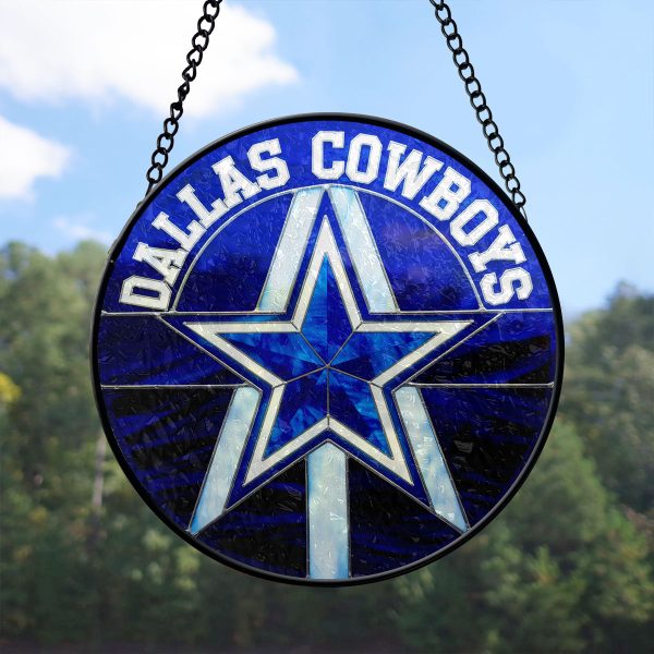 Dallas Cowboys Round Stained Glass Suncatcher - VANDH 3388