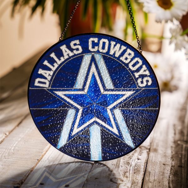 Dallas Cowboys Round Stained Glass Suncatcher - VANDH 3388
