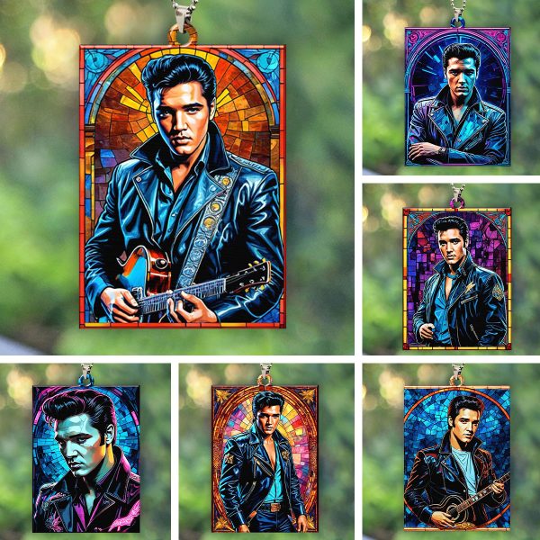 6PCS Elvis Presley Custom Shape 1-sided Acrylic Car Ornament - GNE 1255