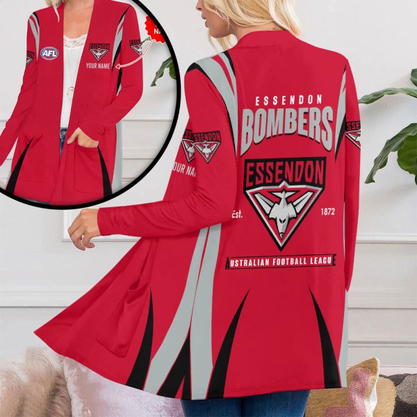 Personalized Essendon FC Women's Patch Pocket Cardigan - MAITM 7803