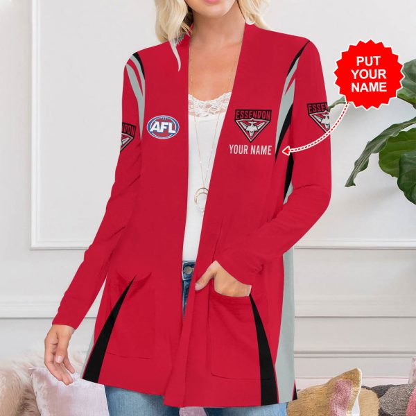 Personalized Essendon FC Women's Patch Pocket Cardigan - MAITM 7803