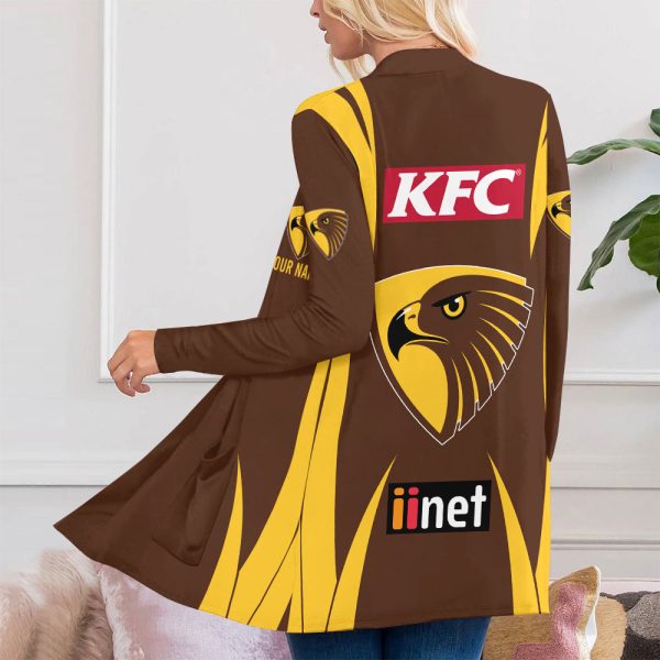 Personalized Hawthorn FC Women's Patch Pocket Cardigan - MAITM 7904